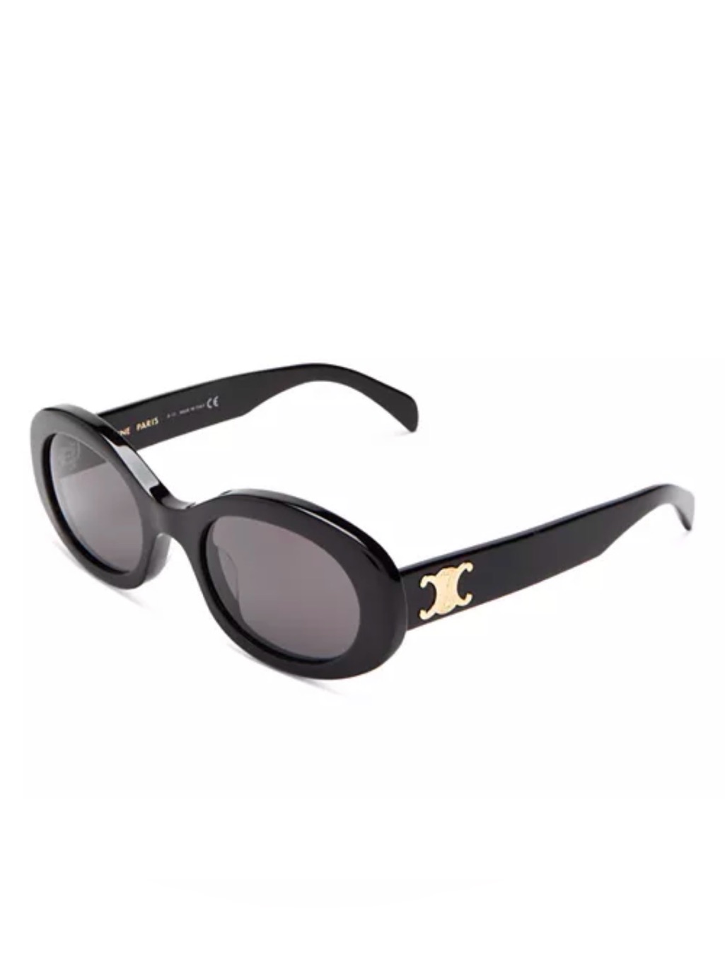 Celine Black Oval Sunglasses With Gold Emblem Triomphe 52mm